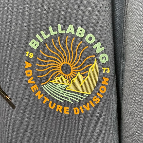 ☀️ *NWT* Billabong Men's Medium Compass Pullover Hoodie Navy Surf Beach Grunge - Picture 5 of 14